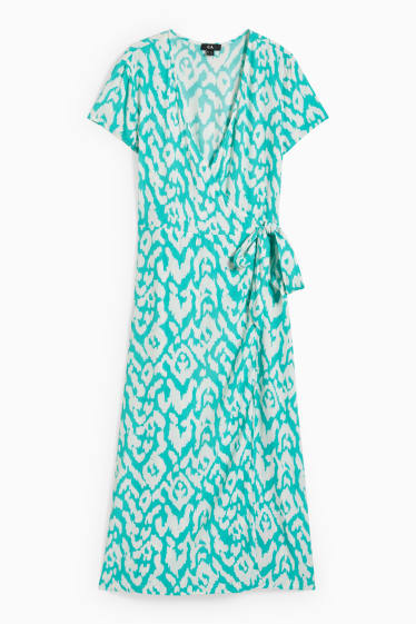 Femmes - Robe portefeuille - à motif - vert / blanc crème