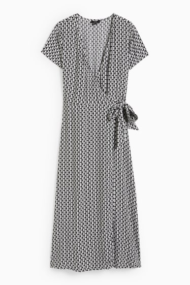 Damen - Wickelkleid - gemustert - schwarz / weiss