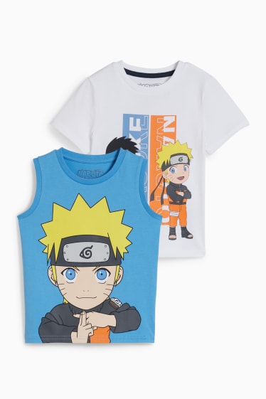 Nen - Paquet de 2 - Naruto - 1 samarreta sense mànigues i l’altra amb mànigues - blanc/blau