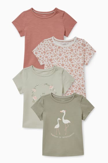 Baby Mädchen - Multipack 4er - Baby-Kurzarmshirt - grün / rosa