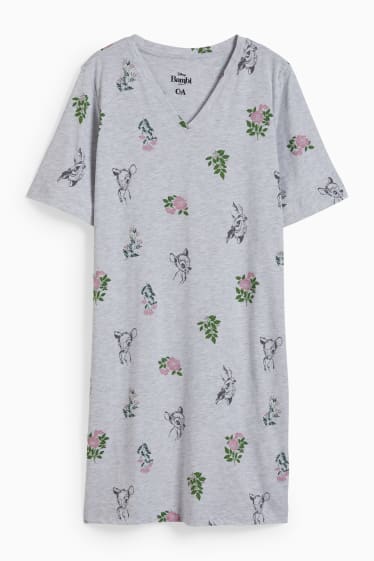 Femmes - Haut long - à fleurs - Bambi - gris clair chiné