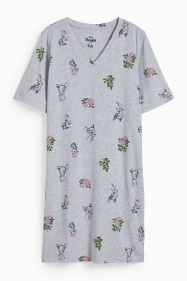 Women - Nightshirt - floral - Bambi - light gray-melange