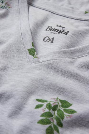 Femmes - Haut long - à fleurs - Bambi - gris clair chiné