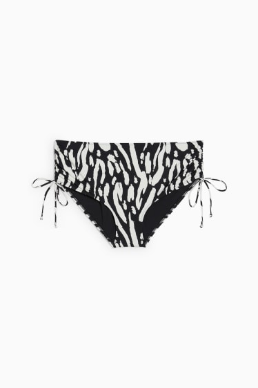 Damen - Bikini-Hose - Mid Waist - LYCRA® XTRA LIFE™ - gemustert - schwarz / weiß