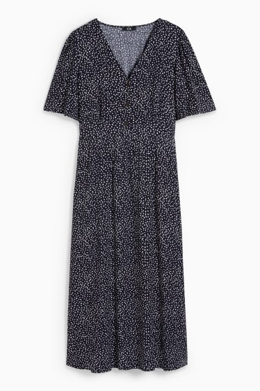 Mujer - Vestido estilo imperio - de lunares - azul oscuro