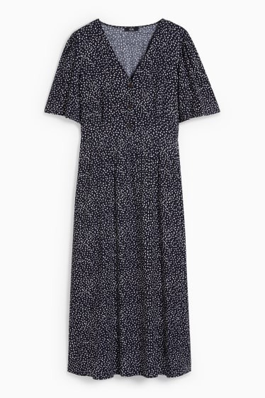 Femmes - Robe empire - à pois - bleu foncé