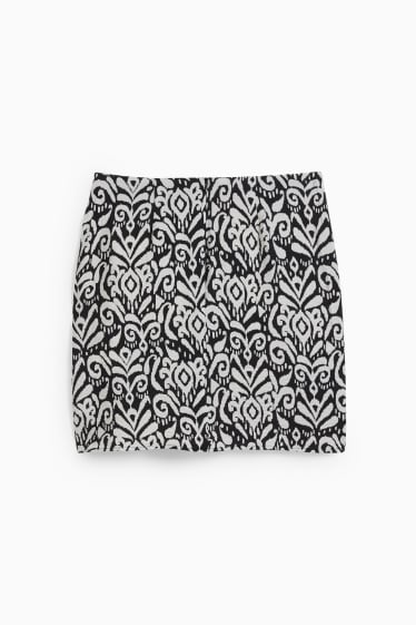 Women - Mini skirt - patterned - black / white