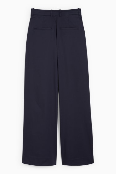 Women - Cloth trousers - mid-rise waist - wide leg - dark blue