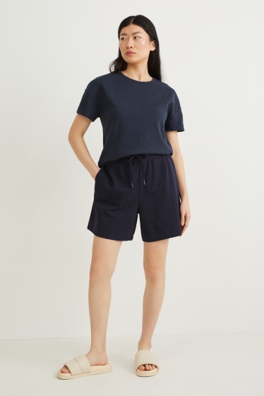 Femmes - Shorts en molleton - bleu foncé