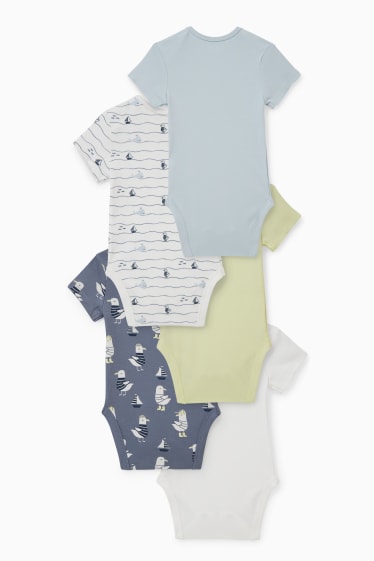 Baby: jongens - Set van 5 - rompertje - wit / blauw