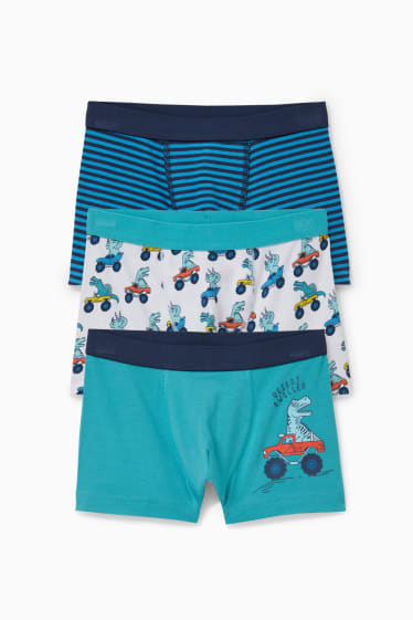 Kinderen: jongens - Set van 3 - dino - boxershorts - blauw