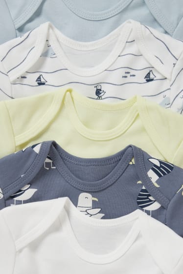 Baby: jongens - Set van 5 - rompertje - wit / blauw
