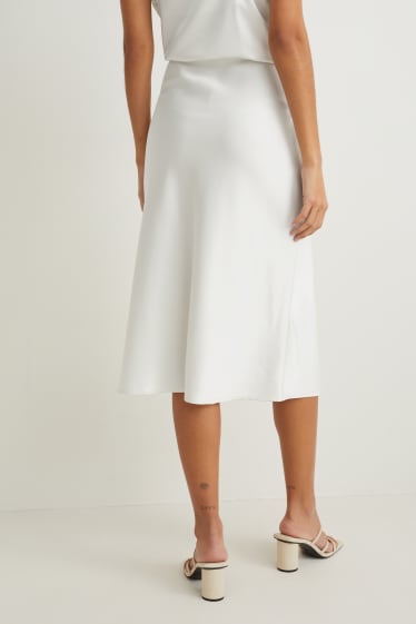 Mujer - Falda de raso - blanco roto