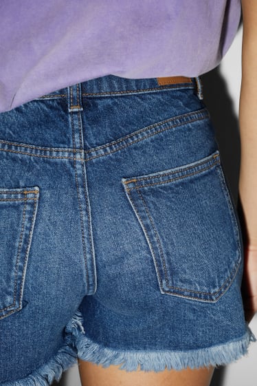 Dospívající a mladí - CLOCKHOUSE - džínové šortky - high waist - džíny - modré
