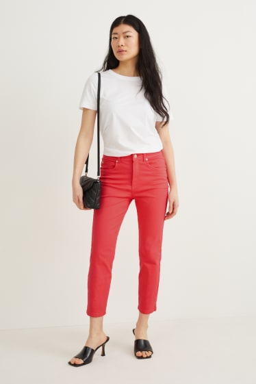 Dámské - Kalhoty - mid waist - skinny fit - růžová