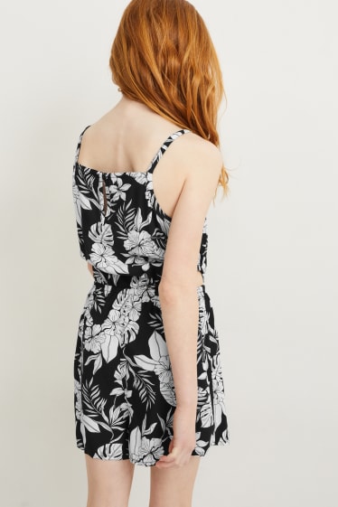 Kinderen: meisjes - Jumpsuit - met patroon - zwart / wit