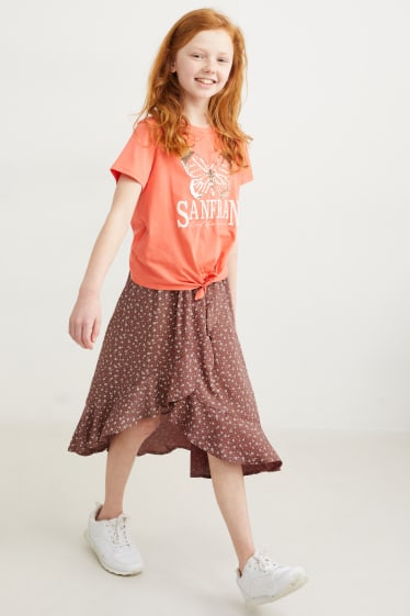 Children - Skirt - floral - brown