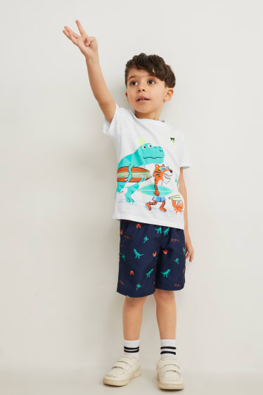 Kinder - Dino - Set - Kurzarmshirt und Shorts - 2 teilig - dunkelblau