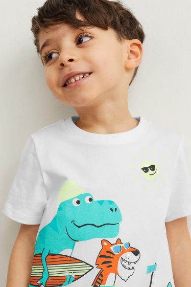 Kinder - Dino - Set - Kurzarmshirt und Shorts - 2 teilig - dunkelblau