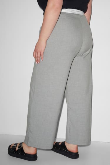 Femmes - CLOCKHOUSE - pantalon de toile - high waist - wide leg - gris