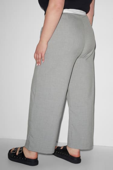 Damen - CLOCKHOUSE - Stoffhose - High Waist - Wide Leg - grau