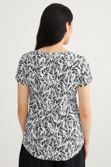 Dames - T-shirt - met patroon - wit / zwart