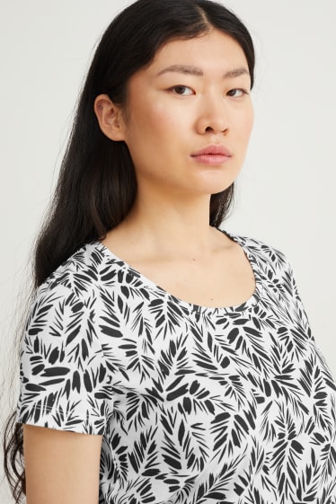 Dames - T-shirt - met patroon - wit / zwart