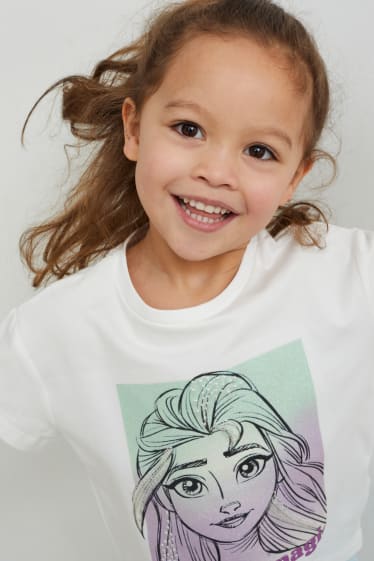 Kinderen: meisjes - Frozen - set - jurk, T-shirt en legging - crème wit