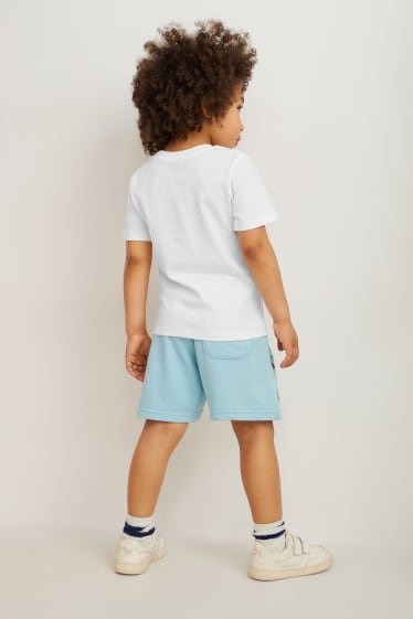 Bambini - Pokémon - set - 2 t-shirt e shorts in felpa - 3 pezzi - bianco