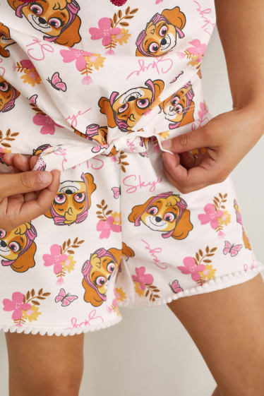 Enfants filles - Pat’ Patrouille - top orné d'un nœud - blanc crème