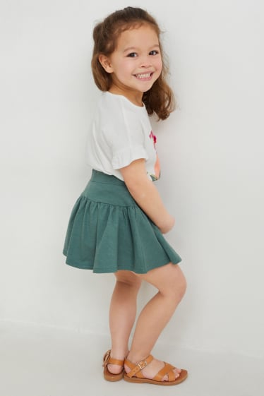 Enfants filles - Ensemble - haut, T-shirt, jupe et leggings - 4 pièces - blanc