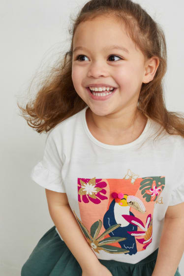 Enfants filles - Ensemble - haut, T-shirt, jupe et leggings - 4 pièces - blanc