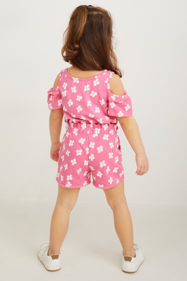 Enfants - Titi - ensemble - T-shirt et short - 2 pièces - à fleurs - rose