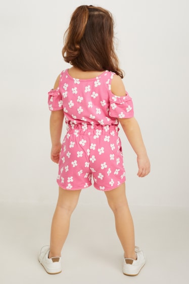 Enfants filles - Titi - ensemble - T-shirt et short - 2 pièces - à fleurs - rose