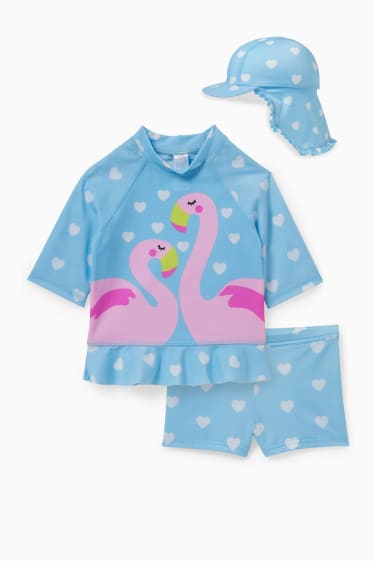 Baby Mädchen - Baby-Bade-Outfit - 3 teilig - hellblau