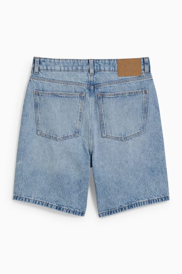 Damen - Jeans-Bermudas - High Waist - helljeansblau