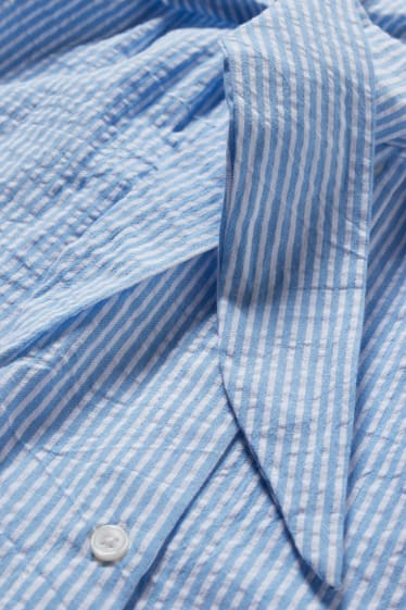 Femei - Rochie tip bluză pentru alăptare cu nod - cu dungi - alb / albastru deschis