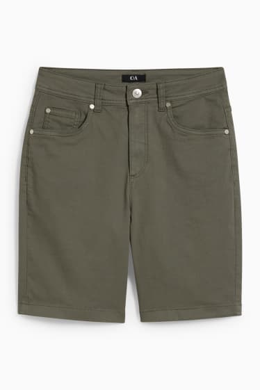 Damen - Jeans-Bermudas - Mid Waist - dunkelgrün