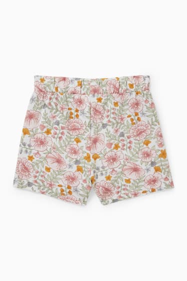 Neonate - Shorts in felpa per neonati - a fiori - bianco crema