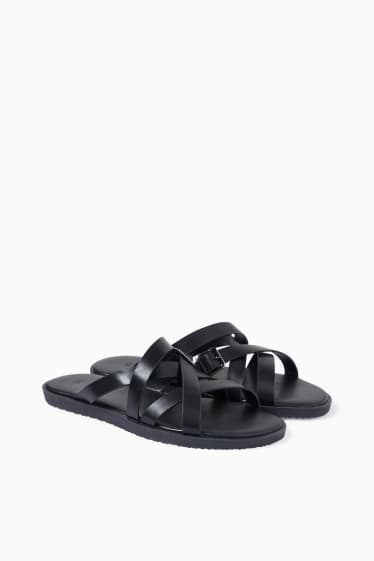 Men - Sandals - faux leather - black