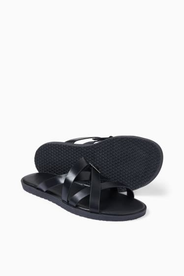 Men - Sandals - faux leather - black