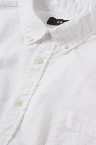 Hommes - Chemise - regular fit - col button-down - blanc