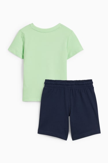 Enfants garçons - Ensemble - T-shirt et short en molleton - 2 pièces - vert / bleu foncé