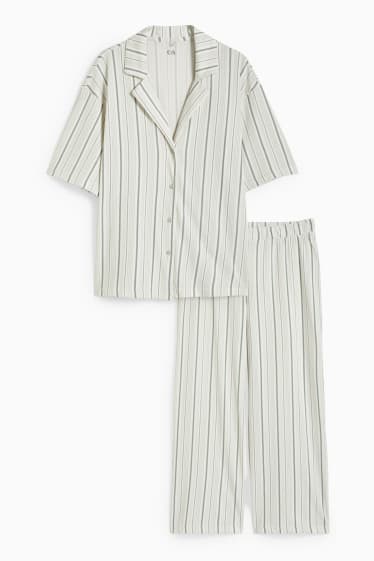 Femmes - Pyjama - à rayures - vert