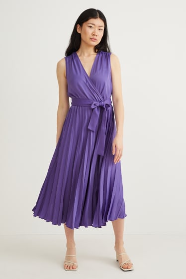 Femmes - Robe portefeuille - plissée - violet