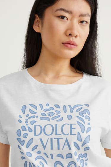 Dames - T-shirt - crème wit