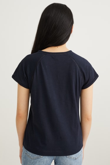 Dames - T-shirt - donkerblauw