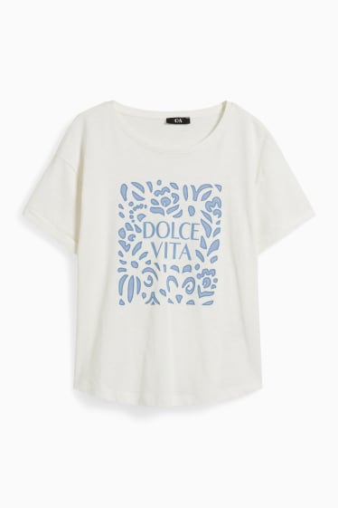 Dames - T-shirt - crème wit