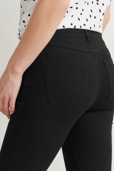 Women - Trousers - high waist - slim fit - denim-dark gray
