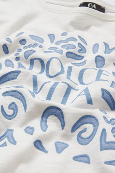 Dames - T-shirt - crème wit